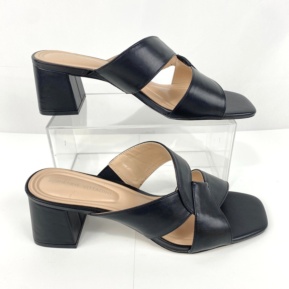 Adrienne Vittadini Sandals Womens 10 M Black Slip On Elegant Dressy LKNU Comfort - Picture 3 of 8
